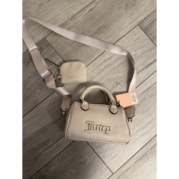 Juicy Couture Semi Charmed Satchel Heart Angel Beige With Crossbody Strap & Coin - Picture 5 of 7